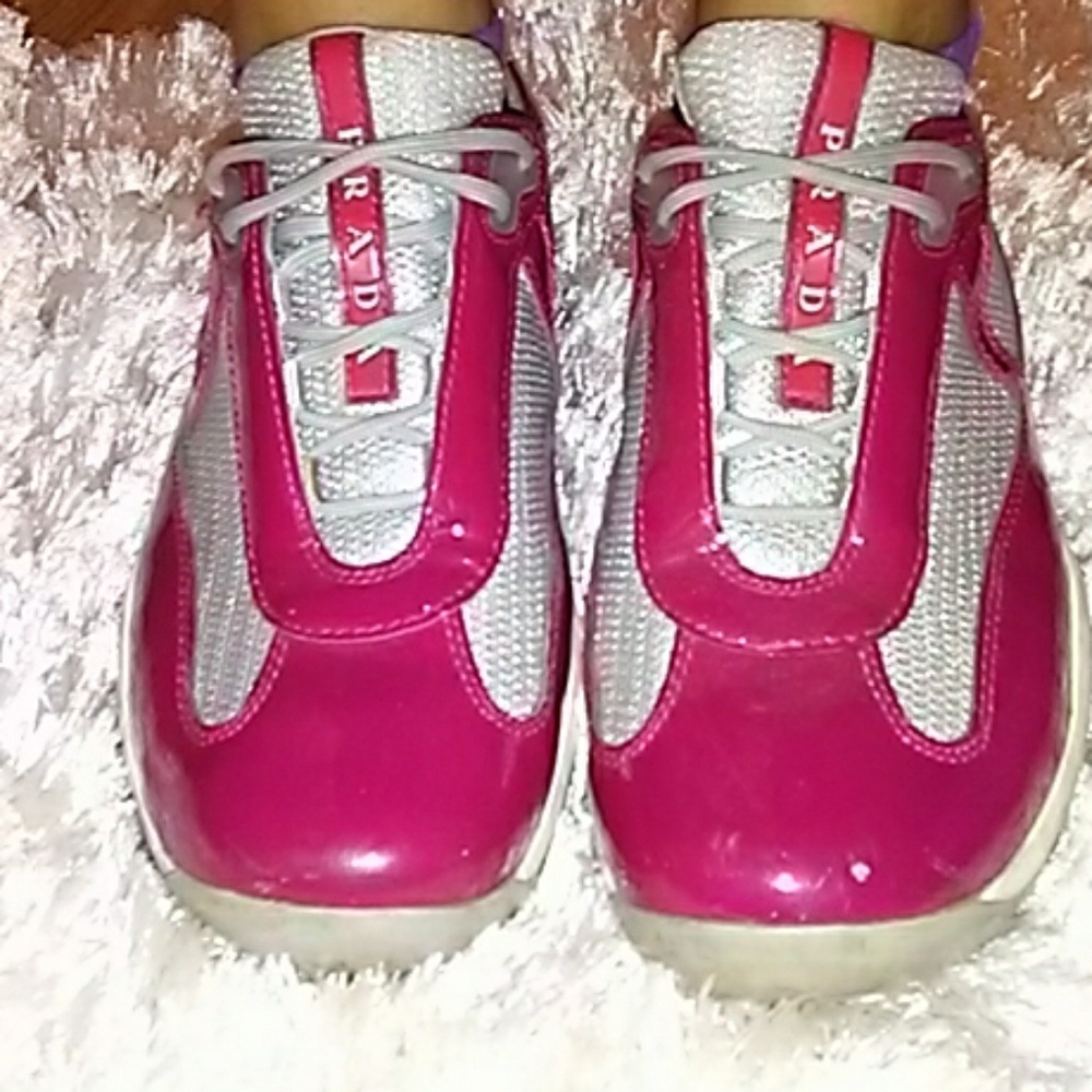 Pink Prada Patent Leather Sneakers